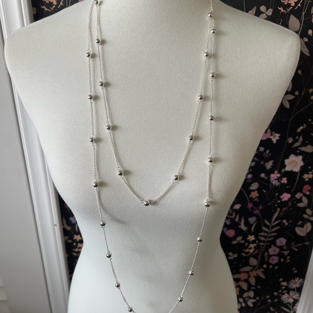 Elegant Silver Beaded Necklace